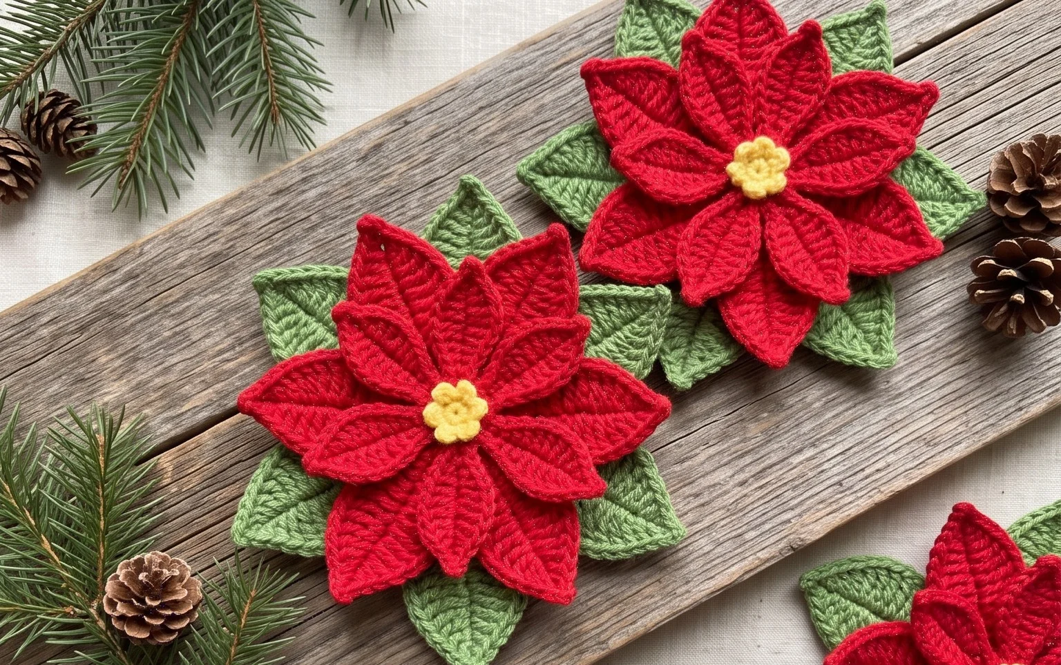 Easy Christmas Star Poinsettia Free Crochet Pattern