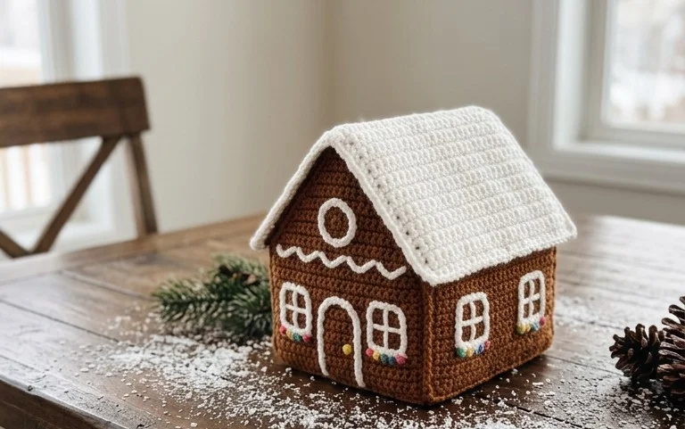 Easy Gingerbread House Free Crochet Pattern for Beginners