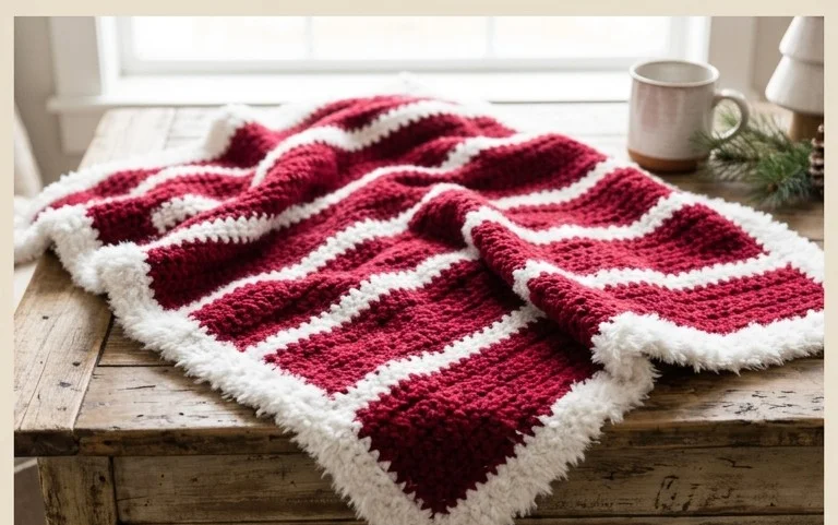 Crochet Santa Blanket with Fur Border: Free Pattern