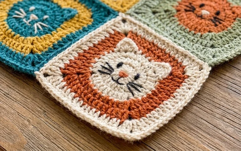 Kitty Granny Squares Free Crochet Patterns