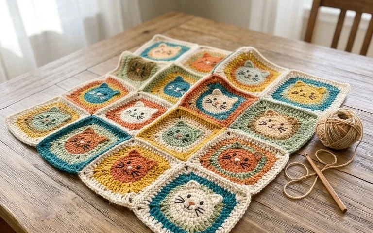 Kitty Granny Squares: Free Easy Crochet Pattern Guide